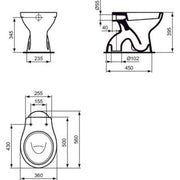 Ideal Standard - Standtiefspül-WC EUROVIT, Abgang außen senkrecht, 360x560x395mm, Weiß
