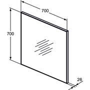 Ideal Standard - Spiegel MIRROR&LIGHT, m.Rahmen, 700x26x700mm