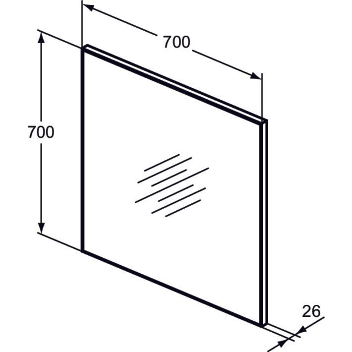 Ideal Standard - Spiegel MIRROR&LIGHT, m.Rahmen, 700x26x700mm