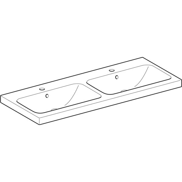 Geberit Vertriebs - iCon Light Doppelwaschtisch 120x48cm mit Hahnloch, mit Überlauf, weiß
