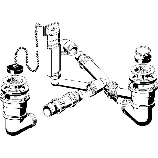 Viega - Ab- und Überlaufgarn. Raumschaffer 7870.52 11/2x70mm x 170-330mm Kst