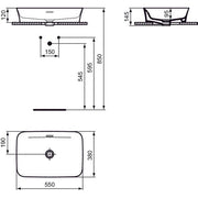Ideal Standard - Schale IPALYSS, o.Hl., m.Ül., 550x380x120mm, Schwarz Matt