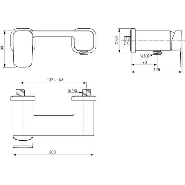 Ideal Standard - Brausearmatur AP TONIC II, Ausld. 70mm, Chrom