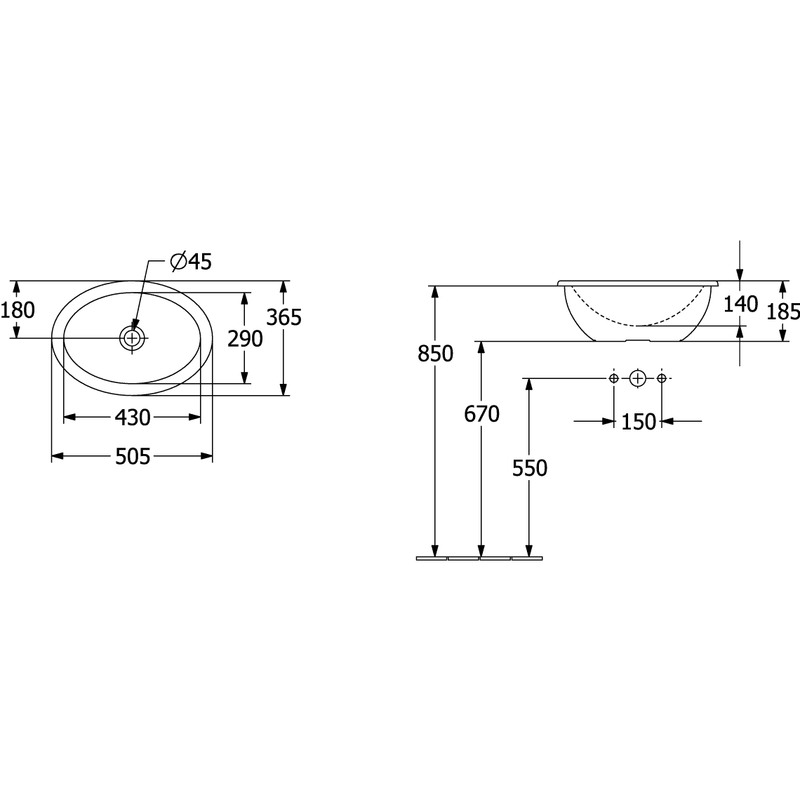 VILLEROY & BOCH - Einbauwaschbecken Loop&Friends 4A6100 505x360mm ov m. ÜL. Weiß Alpin cplus
