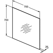 Ideal Standard - Spiegel MIRROR&LIGHT, 30W, m. Ambientelicht, 700x26x700mm