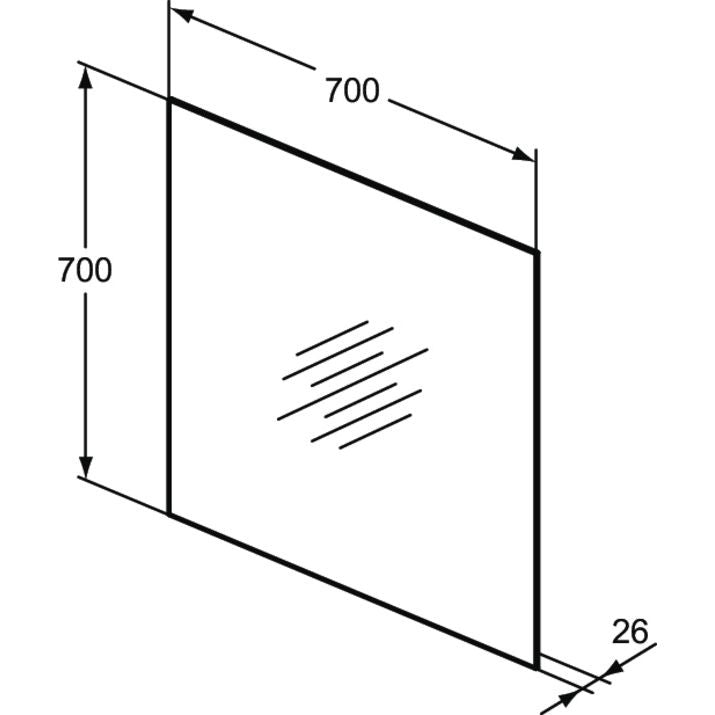 Ideal Standard - Spiegel MIRROR&LIGHT, 30W, m. Ambientelicht, 700x26x700mm