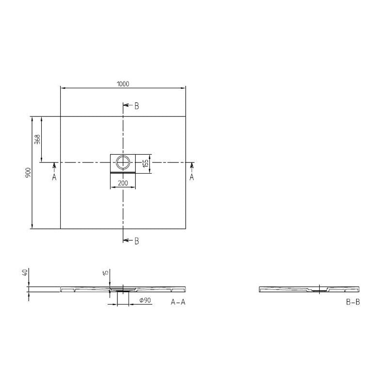 VILLEROY & BOCH - Quaryl-Duschwanne A18 1000x900x40mm weiß