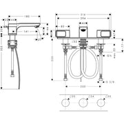 Hansgrohe - 3-Loch Waschtischarmatur 50 AXOR Urquiola Standmodell chrom mit Platte
