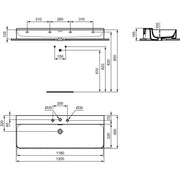 Ideal Standard - Waschtisch CONCA, 3 Hl., m.Ül., 1200x450x165mm, Weiß