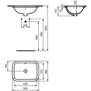 Ideal Standard - Unterbau-WT CONNECT, rechteckig, o. Hl., m.Ül. 500x380x175mm, Weiß