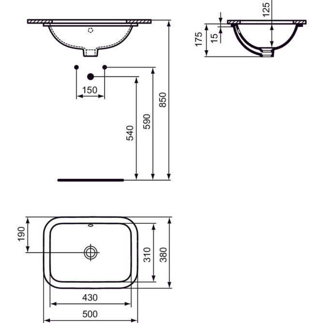 Ideal Standard - Unterbau-WT CONNECT, rechteckig, o. Hl., m.Ül. 500x380x175mm, Weiß