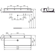 Ideal Standard - Waschtisch CONCA, 2 Hl., o.Ül., 1200x450x145mm, Weiß mit IdealPlus