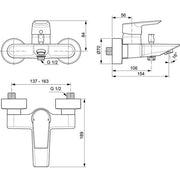 Ideal Standard - Badearmatur AP TESI, Ausld. 154mm, Chrom