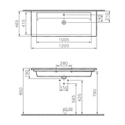 VitrA Bad - Möbelwascht. Integra 1200 x 465 mm 1 Becken 1 Hahnloch 1 Überlauf Weiß HGL
