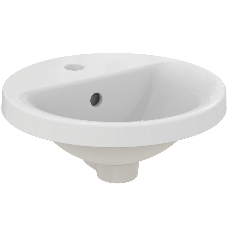 Ideal Standard - Einbauwaschtisch CONNECT, rund, 1Hl., m.Ül., 380x380x165mm, Weiß