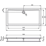Ideal Standard - Rechteck-Brausewanne ULTRA FLAT, 1600x800x47mm, Weiß