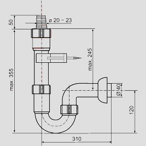Sanitärtechnik Eisenberg - Rohrgeruchverschluss G1 1/2x40 Tülle f.Waschmaschine