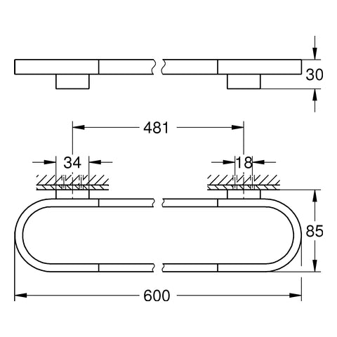 Grohe - Badetuchhalter/Halter SELECTION 41056 600mm cool sunrise