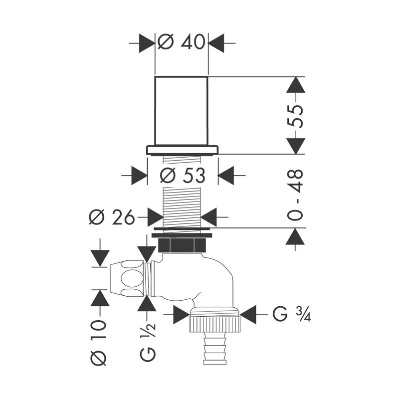 Hansgrohe - Absperrventil Küche AXOR DN15 chrom