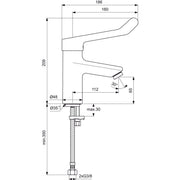 Ideal Standard - WT-Armatur CERAPLUS 2, m. Klinikhebel ohne Ablaufgarn., Ausld. 112mm, Chrom