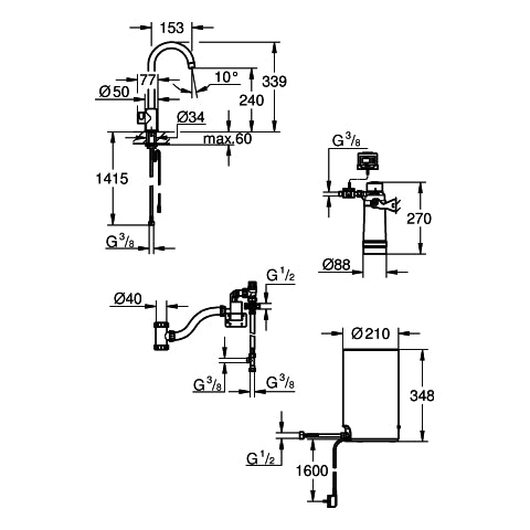 Grohe - Standventil und Boiler Red Mono 30085 M-Size C-Auslauf supersteel