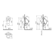 VitrA Bad - Urinal Arkitekt 315 x 310 x 565 mm Zulauf hinten Universal-Ablauf Weiß HG