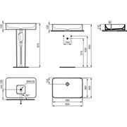 Ideal Standard - Schale CONCA, o.Hl., o.Ül., eckig, 600x400x110mm, Weiß mit IdealPlus