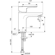 Ideal Standard - Waschtischarm.156 H95 CERAPLAN III, o.Ablgarn., Ausld.109mm, Chrom
