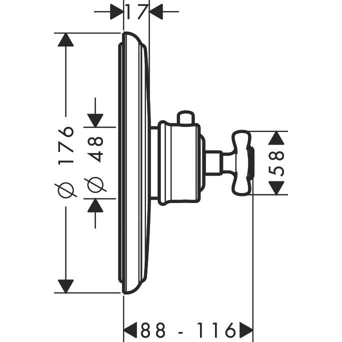Hansgrohe - Fertigset UP Thermostat AXOR MONTREUX 16815 brushed nickel m.Kreuzgriff
