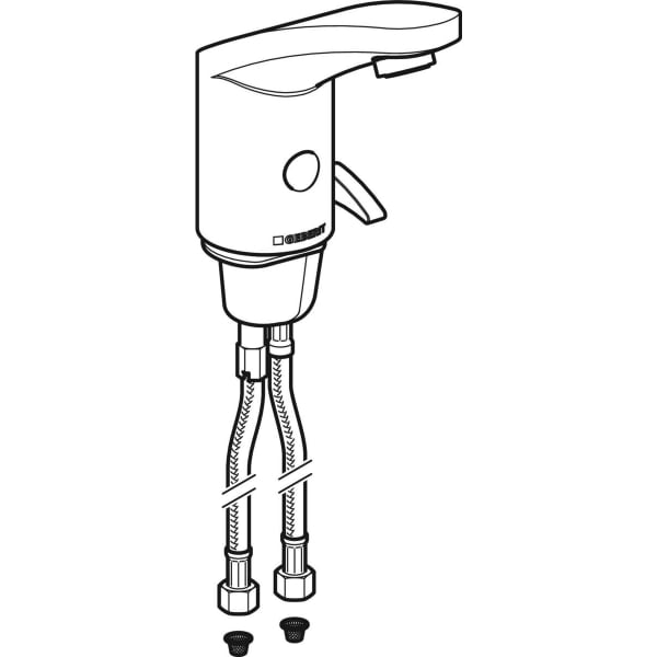 Geberit Vertriebs - Typ 185 Waschtischarmatur, Batt.Betr. mit Mischer und Griff, hgl. verchromt