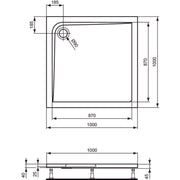 Ideal Standard - Rechteck-Brausewanne ULTRA FLAT, 1000x1000x47mm, Weiß
