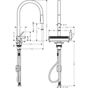 Hansgrohe - Spültischmischer 170 Aquno Select M81 Ausziehbrause 3jet mattschwarz