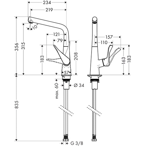 Hansgrohe - Spültisch EHM METRIS 14822 edelstahl-optik