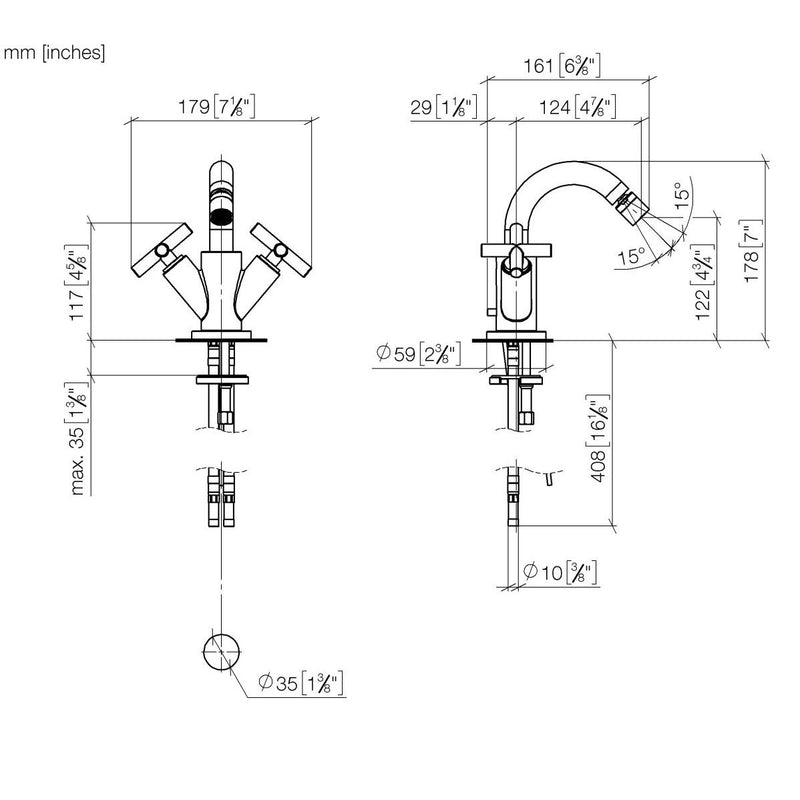 Dornbracht - Bidet-ELB mit Ablaufgarnitur TARA 24510892 messing gebürstet