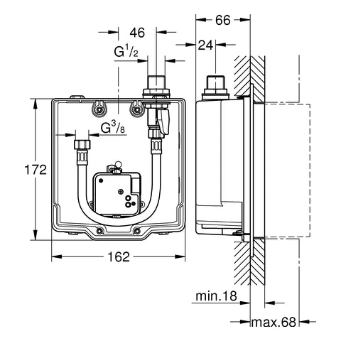 Grohe - UP-Einbaukasten EUROECO CE 36337 ohne Mischung für WT-IR-FMS/230V