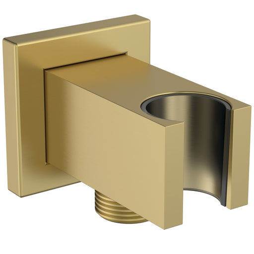 Ideal Standard - Wandhalter IDEALRAIN, eckige Rosette, f.HB u.Brauseschlauch G1/2, Brushed Gold