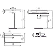 Ideal Standard - Waschtisch CONCA, 1 Hl., m.Ül., 800x450x165mm, geschliffen, Weiß m.IP