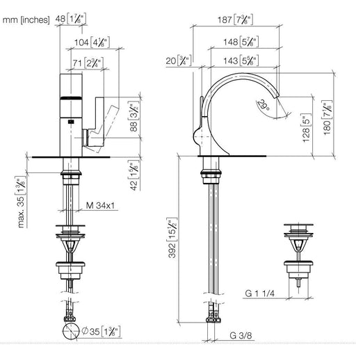 Dornbracht - WT-EHM mit Ablaufgarnitur CYO 33500811 Dark Platinum gebürstet