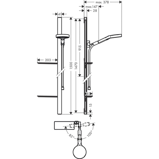 Hansgrohe - Brausenset RAINFINITY 130 3jet Unica E 1500mm chrom mit Seifenschale