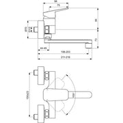 Ideal Standard - Wand-Küchenarmatur CERAPLAN Ausld.198mm Chrom