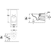 VILLEROY & BOCH - Combi-Pack ViCareUNIVERSAL 360x700x344mm Abg. waagr. DF we Alpin