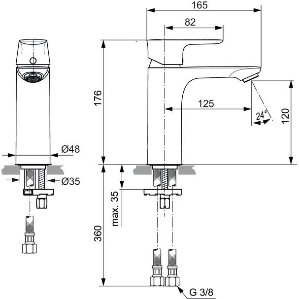 Ideal Standard - WT-Arm. CONNECT AIR, Grande, 5l/min., o.Ablgarn., Ausld.125mm, Sundance gold