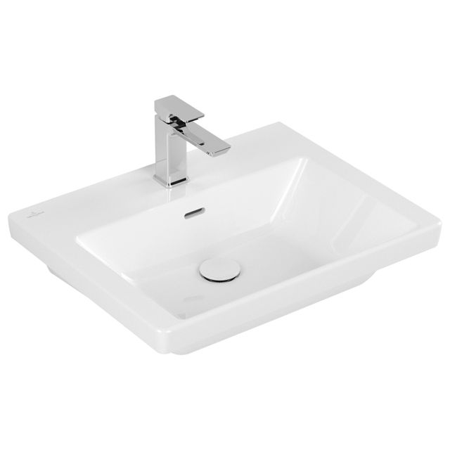 VILLEROY & BOCH - Schrankwaschtisch Subway 3.0 600x470 mm re-eckig 1HL. m. ÜL. Weiß Alpin cplus