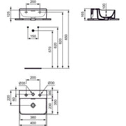 Ideal Standard - Handwaschbecken CONCA, 3 Hl., m.Ül., 400x350x165mm, Weiß