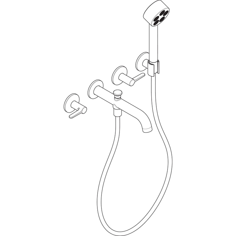 Hansgrohe - 3-Loch Wannenarmatur AXOR One Unterputz Wandm.Handbrause Hebelgr.chr