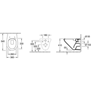 VILLEROY & BOCH - T-WC sprd-los O.novo 360x540x356mm ov Abg. waagr. m. DirectFlush Pergamon c