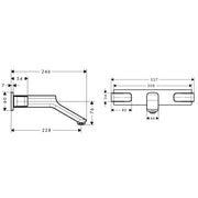 Hansgrohe - 3-Loch WTA AXOR Urquiola Wand chrom mit Platte u.langem Auslauf