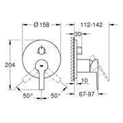Grohe - Einhandbatterie LINEARE 24095 FMS für 35600 3-Wege Umstellung supersteel