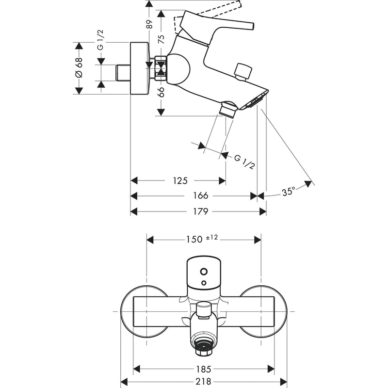 Hansgrohe - Wannenmischer Aufputz Talis S chrom
