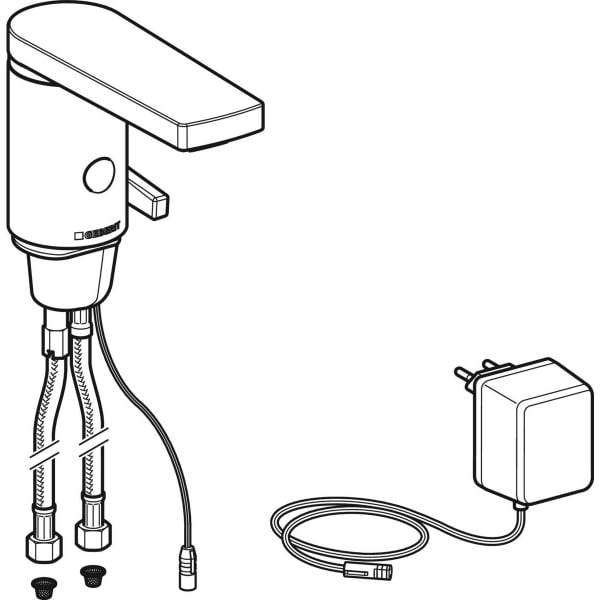 Geberit Vertriebs - Typ 186 Waschtischarmatur, Netzbetr. mit Mischer und Griff, hgl. verchromt